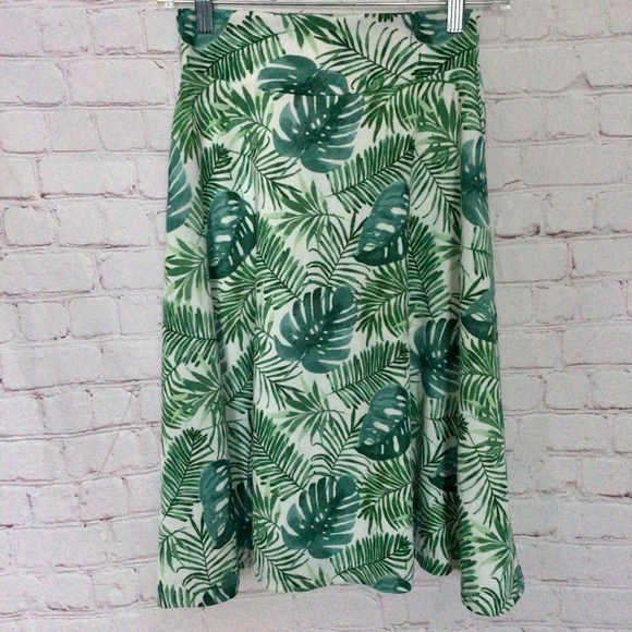 Doublju Tropical Leaves Print Skirt - Size Small - Picture 1 of 6